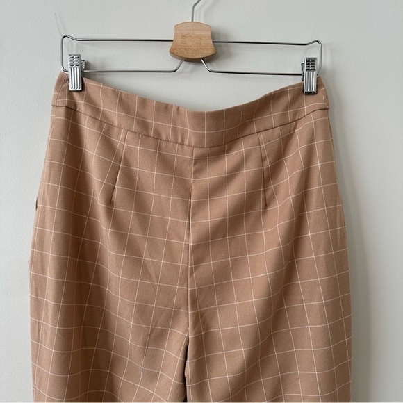 Topshop-plaid Cream & White High Rise Rolled Hem Trouser (Size:8) - Picture 8 of 11